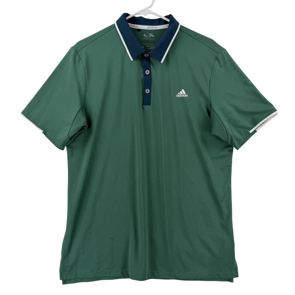 Adidas Golf Polo Shirt Mens Medium Green Climacool Mesh Performance Golf Top